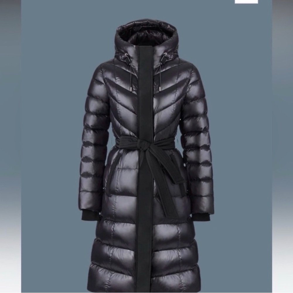 NWT Mackage Coralia Women’s Shiny Black Belted Puffer Coat